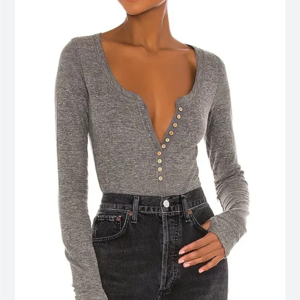 Free People Women's Dylan Thermal Bodysuit Charcoal